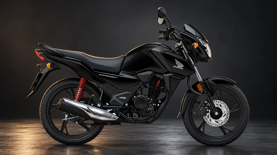 Siyah Honda motosikletin sinematik stüdyo görünümü
